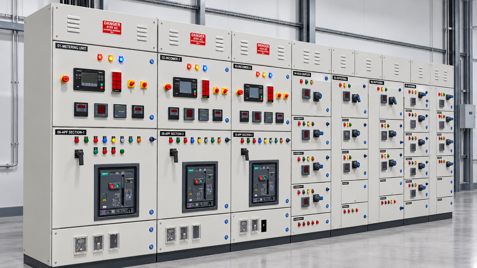 M-Power DG synchronisation switchboard with metering and protection controls